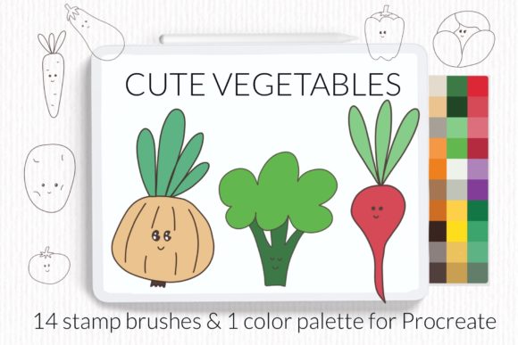 Download Cute Vegetable Procreate Stamp Brushes - Procreate stamp brushes Collection