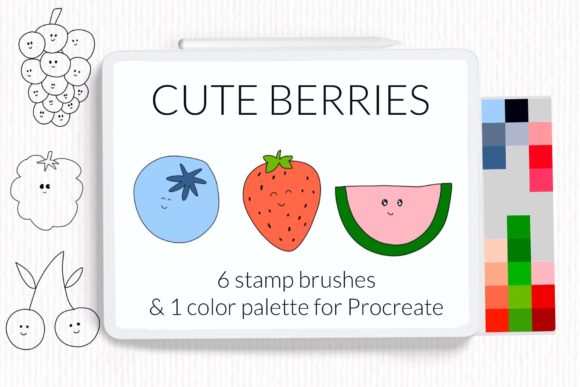 Download Cute Berries Procreate Stamp Brushes. - Procreate stamp brushes Collection