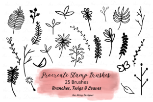 Download 25 Procreate Stamp Brushes, Plants Twigs - Procreate stamp brushes Collection