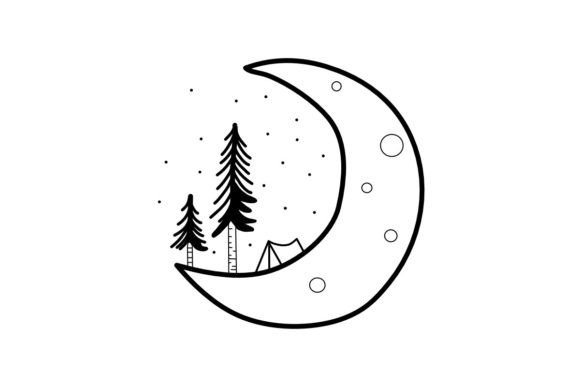 Download Tent on the Moon Procreate Brush Stamp - Moon Collection