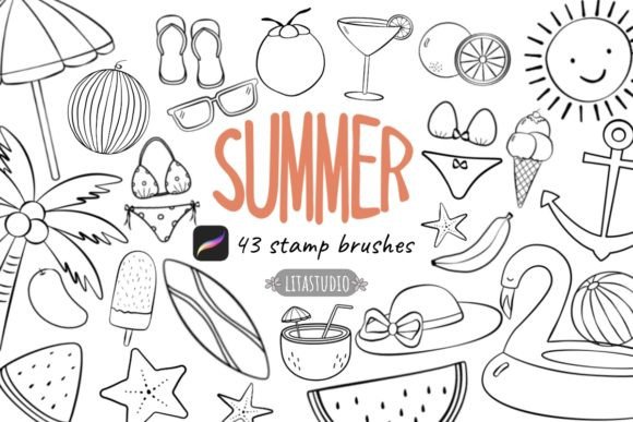 Download 43 Cute Summer Procreate Stamp Brushes - Procreate stamp brushes Collection
