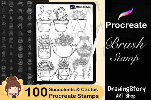 Download 100 Potted Plant Procreate Stamp Brushes - Procreate stamp brushes Collection