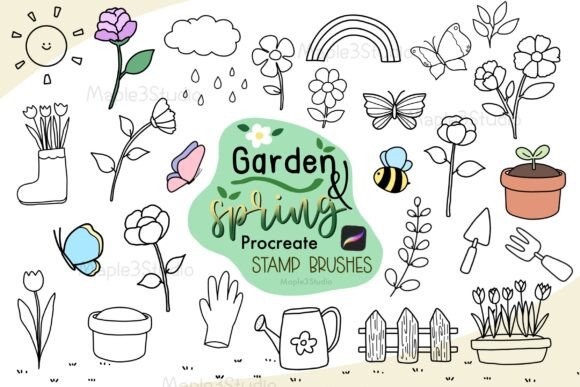 Download Garden &amp; Spring Procreate Stamp Brushes - Procreate stamp brushes Collection