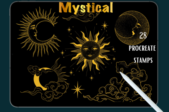 Download Magical Procreate Stamps Moon and Sun - Moon Collection