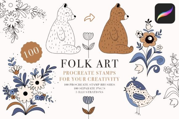 Download Folk Art Procreate Stamp Brushes - Procreate stamp brushes Collection