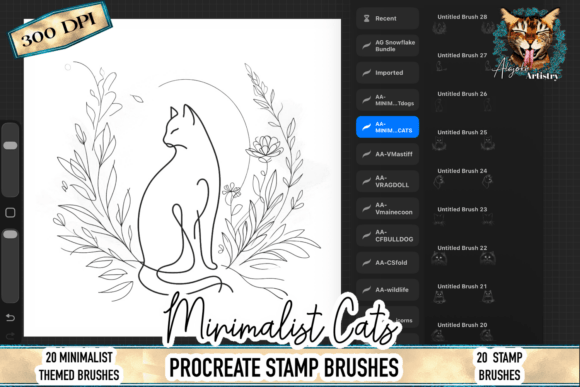 Download Minimalist Cat Procreate Stamp Brushes - Procreate stamp brushes Collection