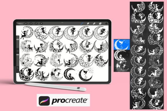 Download CrescentMoon Fairy Procreate Brush Stamp - Moon Collection