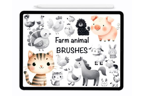 Download Farm Animals - Procreate Stamp Brushes - Procreate stamp brushes Collection