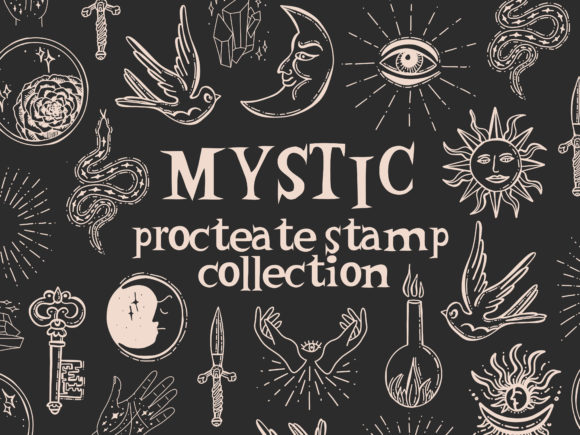 Download Mystic Symbols Sun Moon Stamps Procreate - Moon Collection