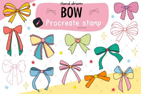 Download Ribbon Bow Procreate Stamp Brushes - Procreate stamp brushes Collection