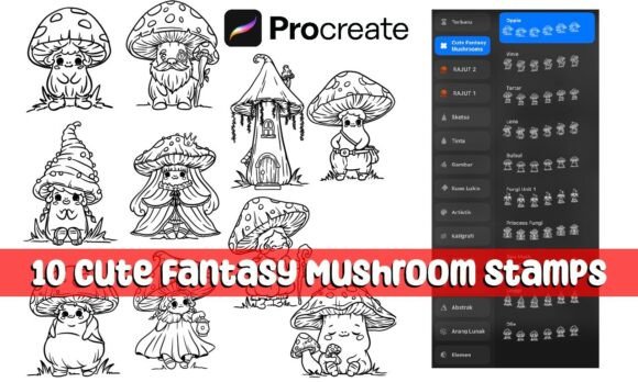 Download Procreate Stamp Brushes Fantasy Mushroom - Procreate stamp brushes Collection