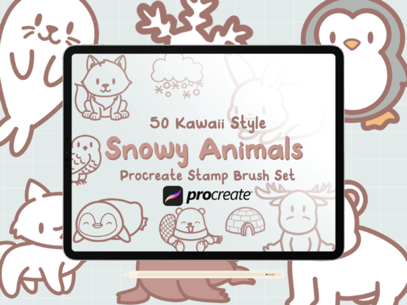 Download Snow Animals Procreate Stamp Brushes - Procreate stamp brushes Collection