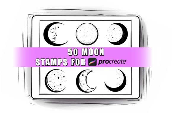Download 50 Moon Procreate Stamps Brushes - Moon Collection